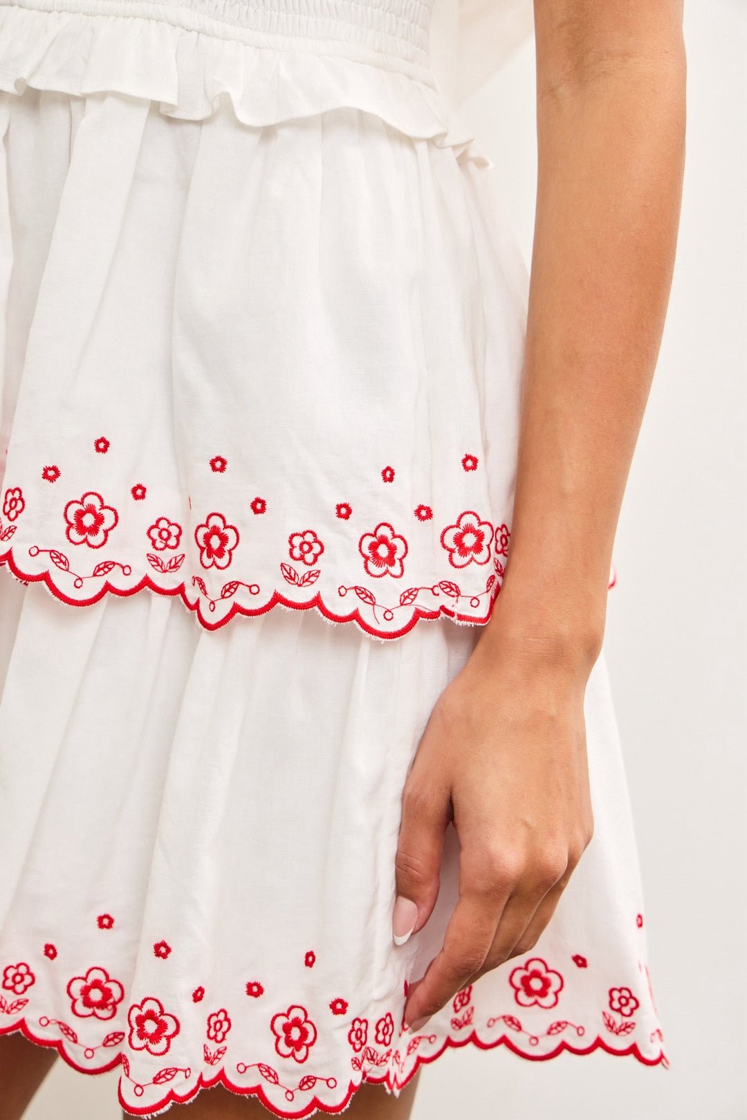 Halter Neck White Embroidered Dress
