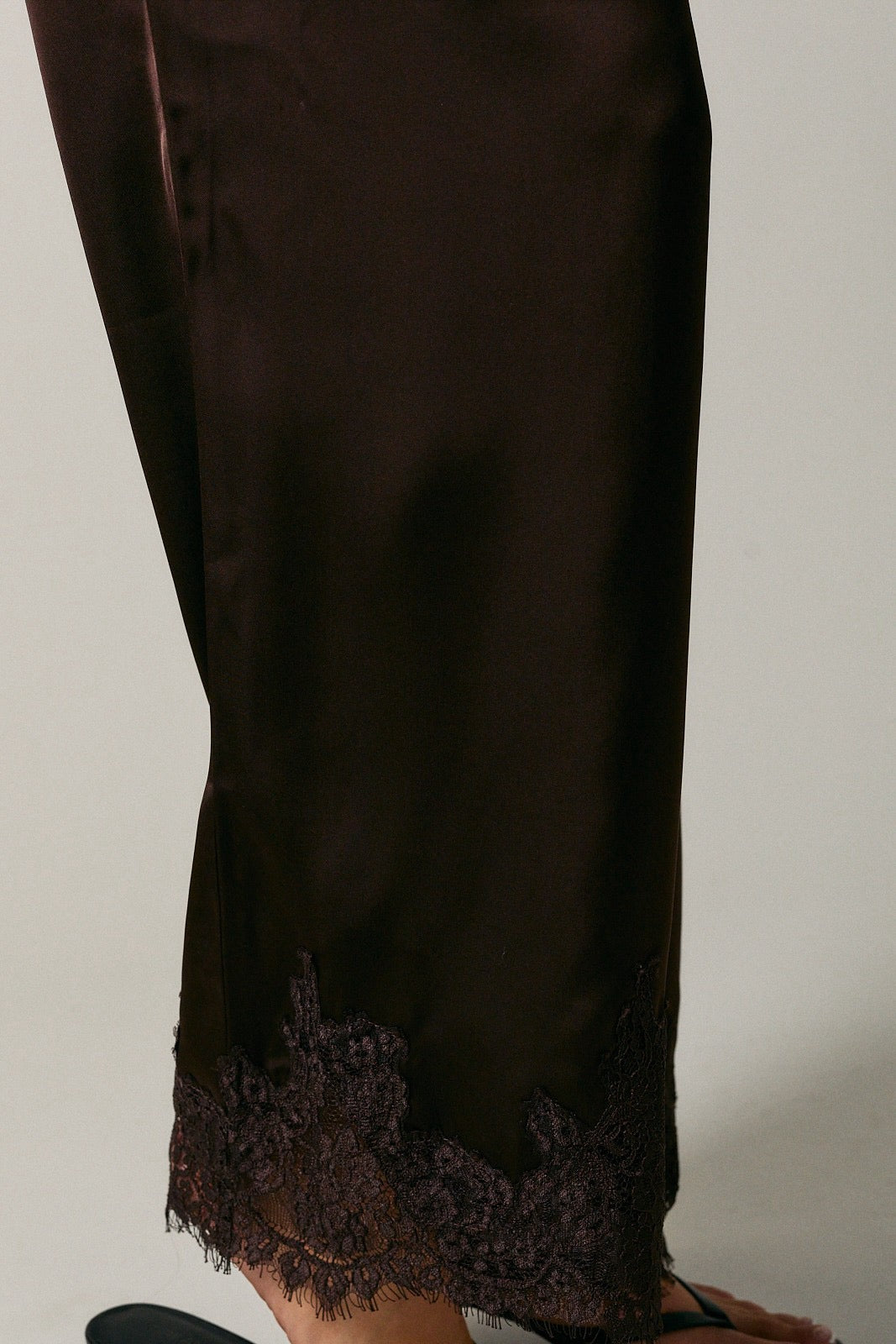 Chocolate Brown Lace Satin Pants