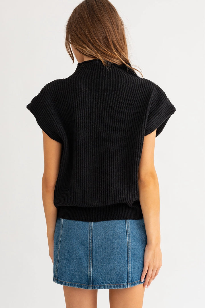 Turtleneck Shoulder Sweater Vest