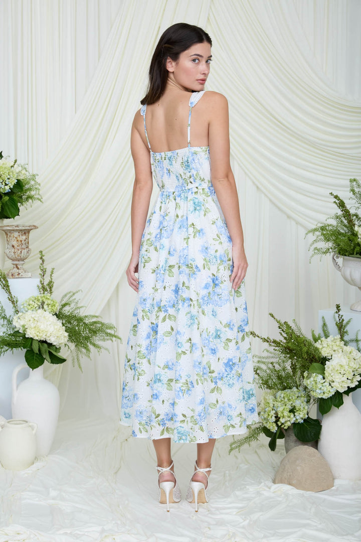 Midi and Floral Lace Eyelet Dress