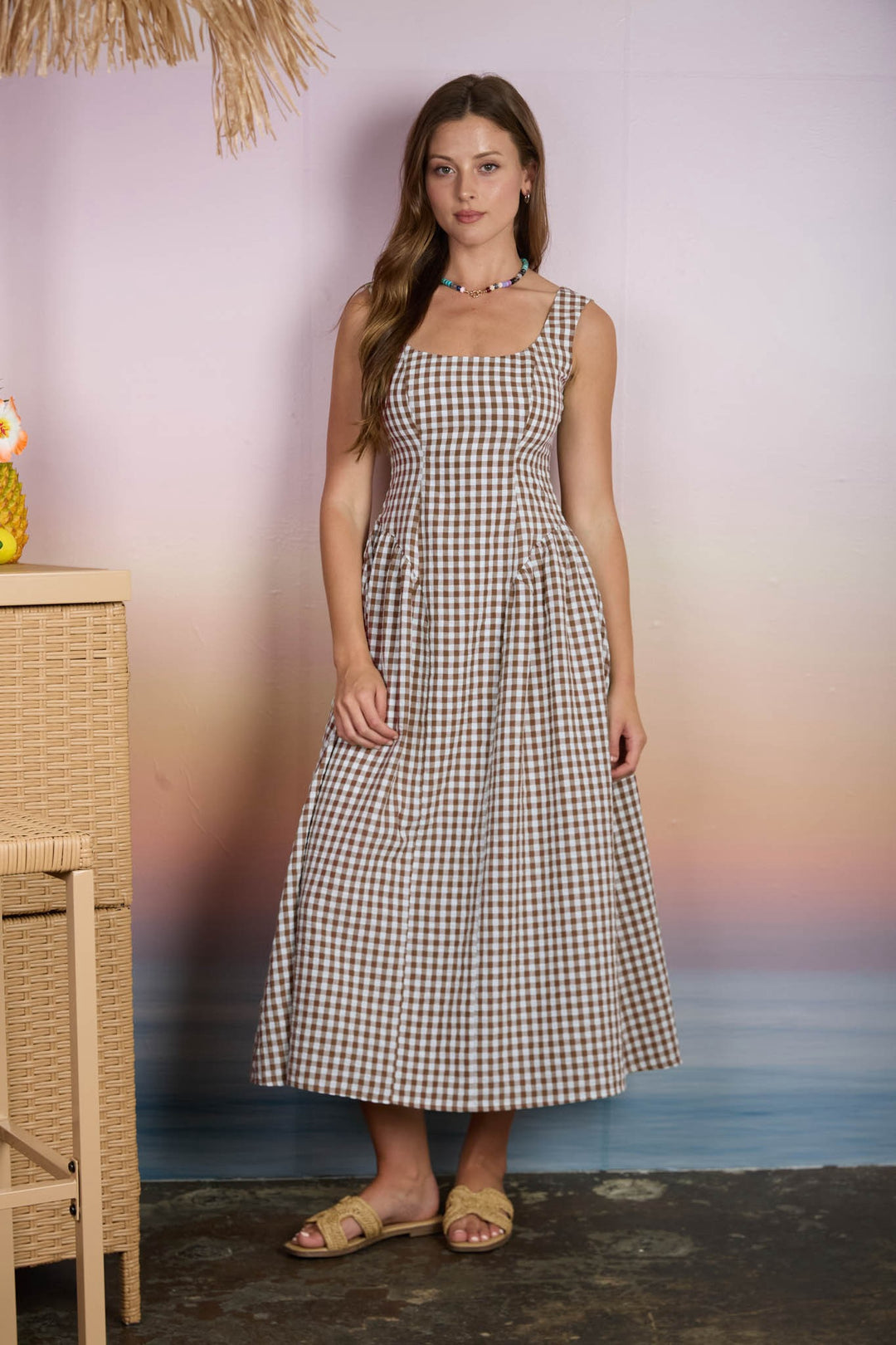Gingham Midi Dress