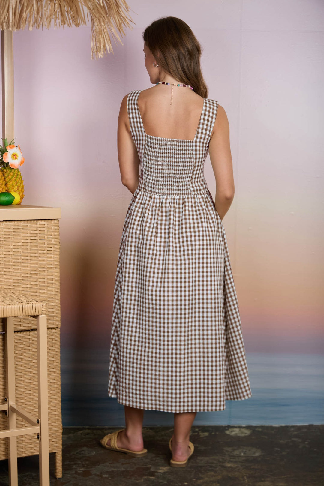 Gingham Midi Dress