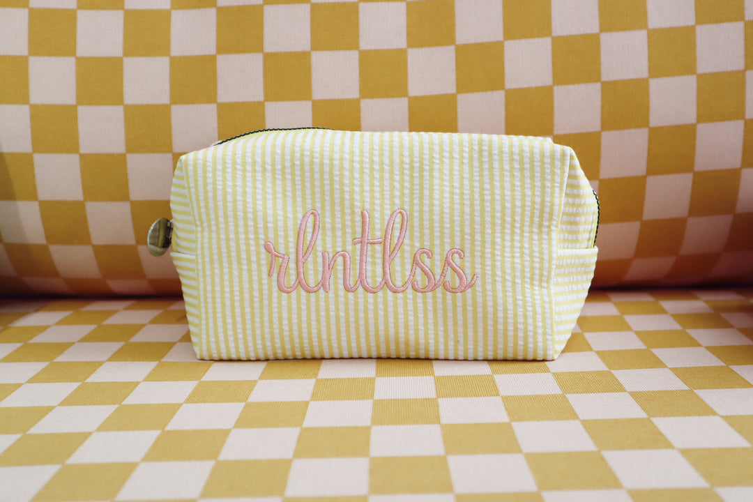 Yellow Striped Cosmetic Bag