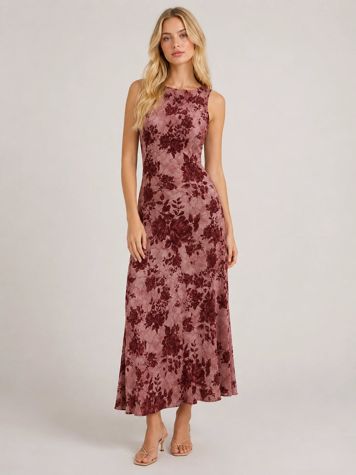Burgundy Floral Dresss
