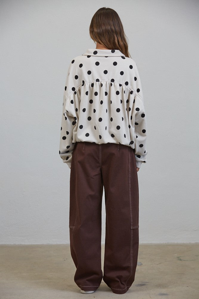 Polka Dot Half Zip Pullover