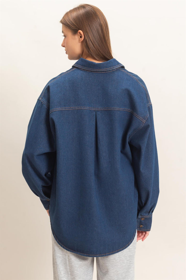 Denim Button Up Collar Shirt