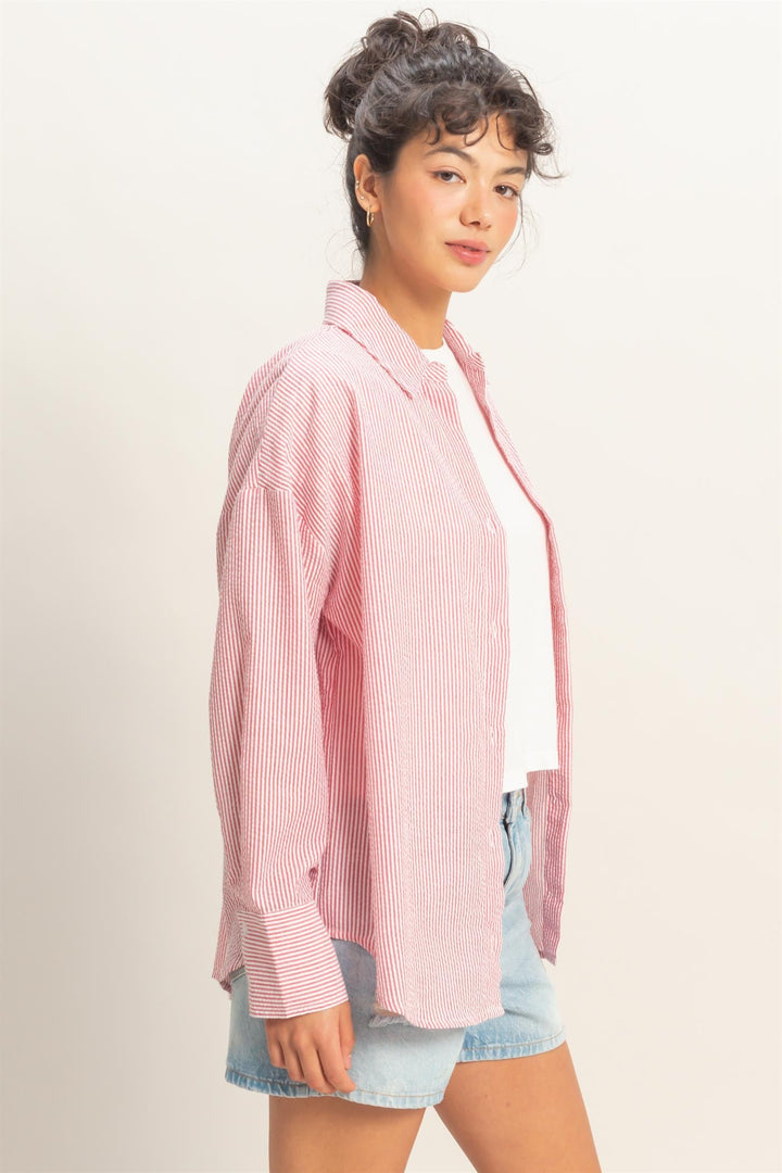 Red Stripped Button Down