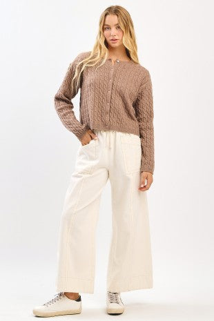 Mineral Wash Cotton Wide Leg Pant