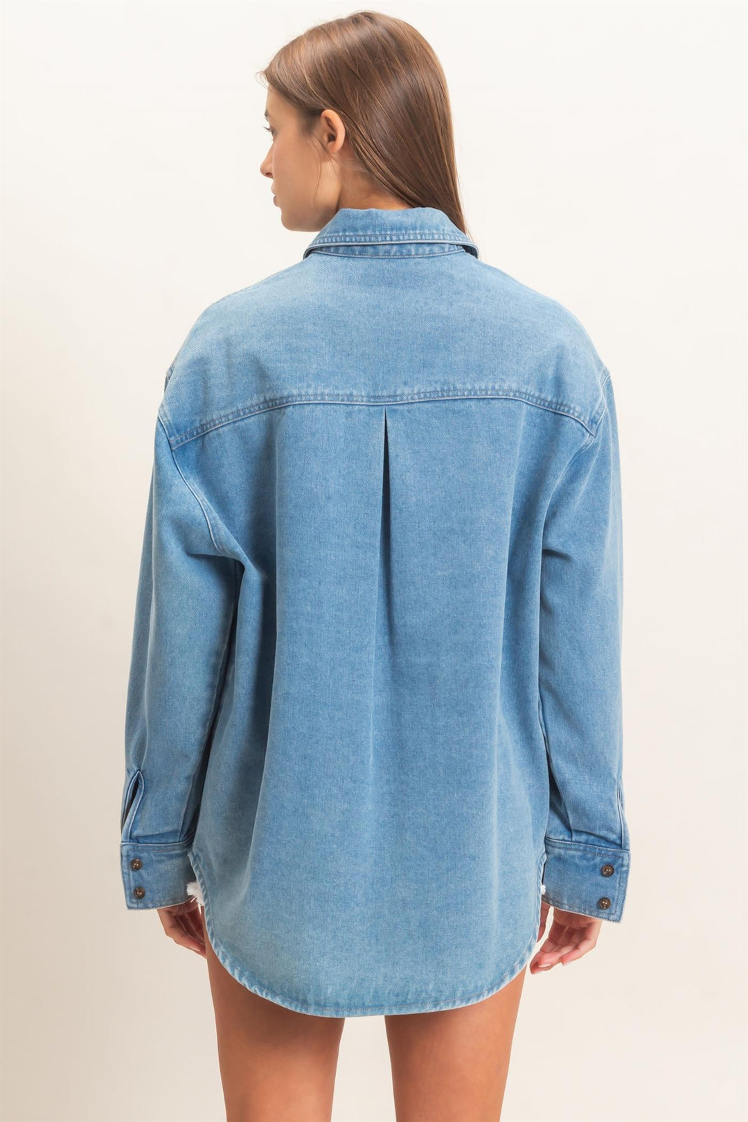 Denim Button Up Collar Shirt