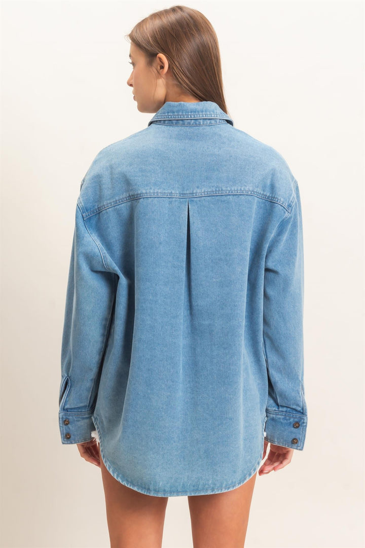 Denim Button Up Collar Shirt