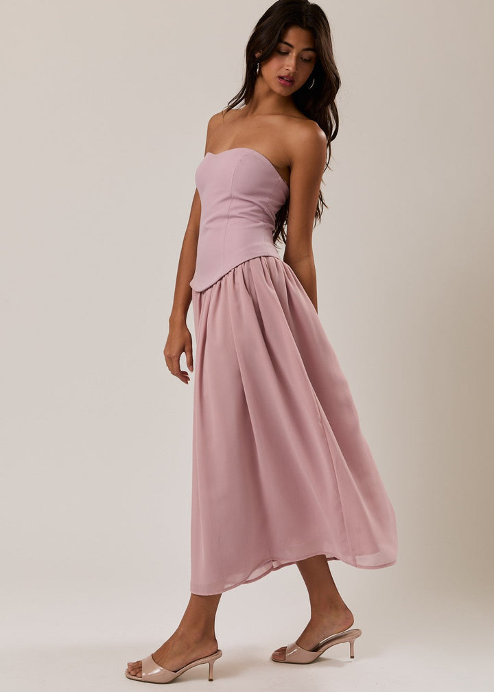 Strapless Blush Midi Dress