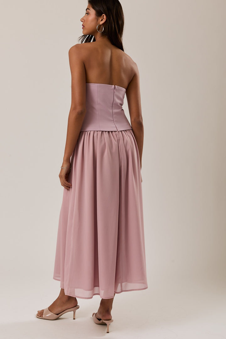 Strapless Blush Midi Dress
