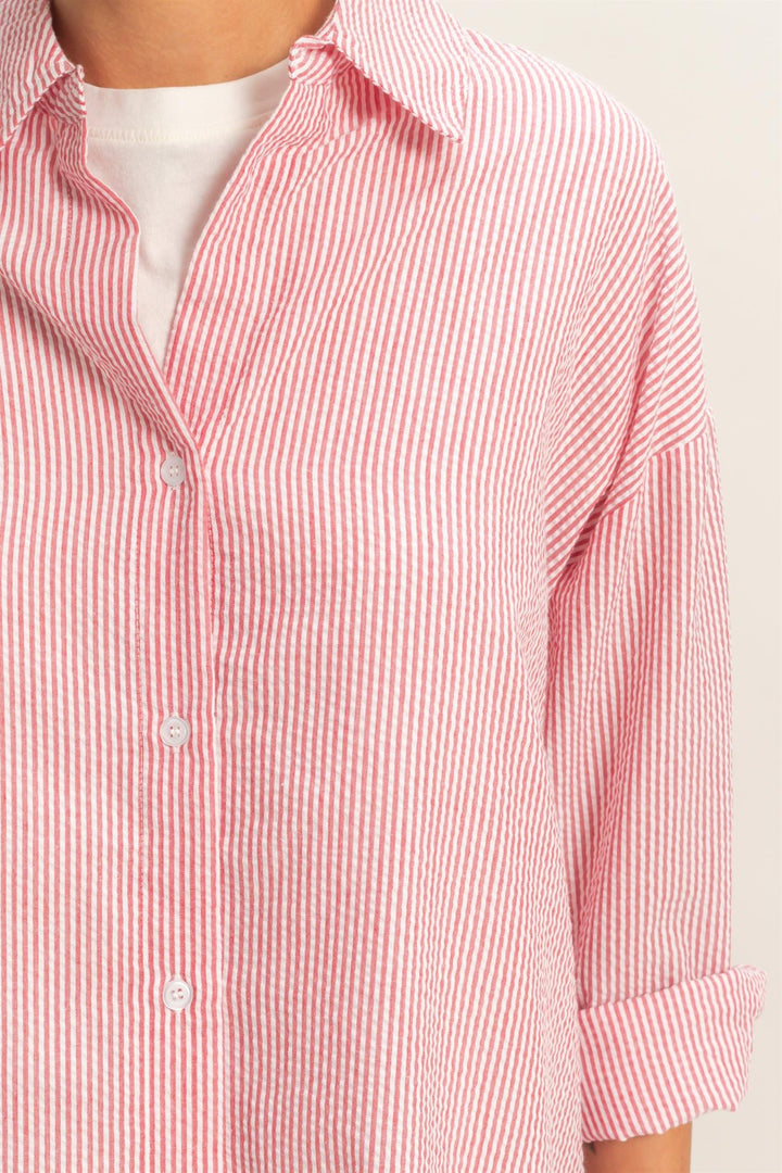Red Stripped Button Down