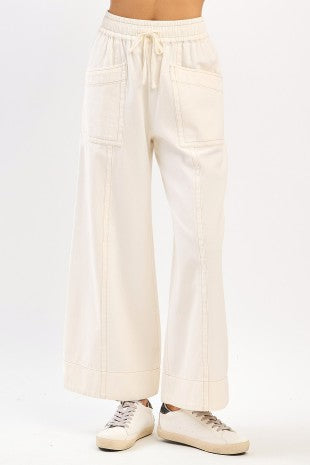 Mineral Wash Cotton Wide Leg Pant
