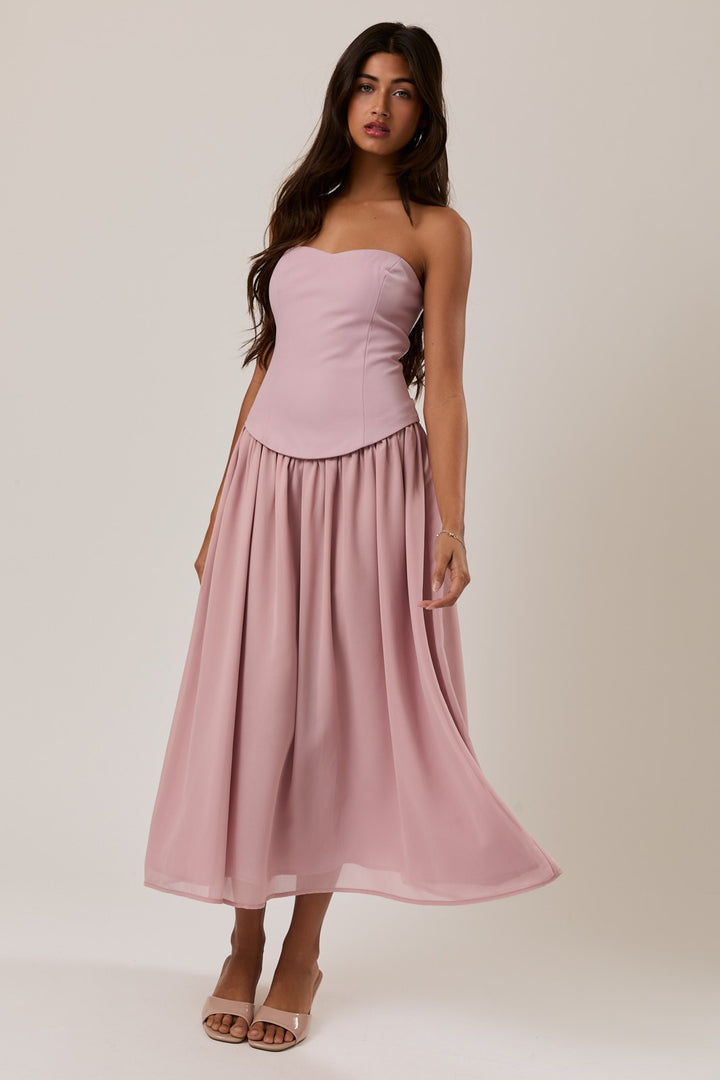 Strapless Blush Midi Dress