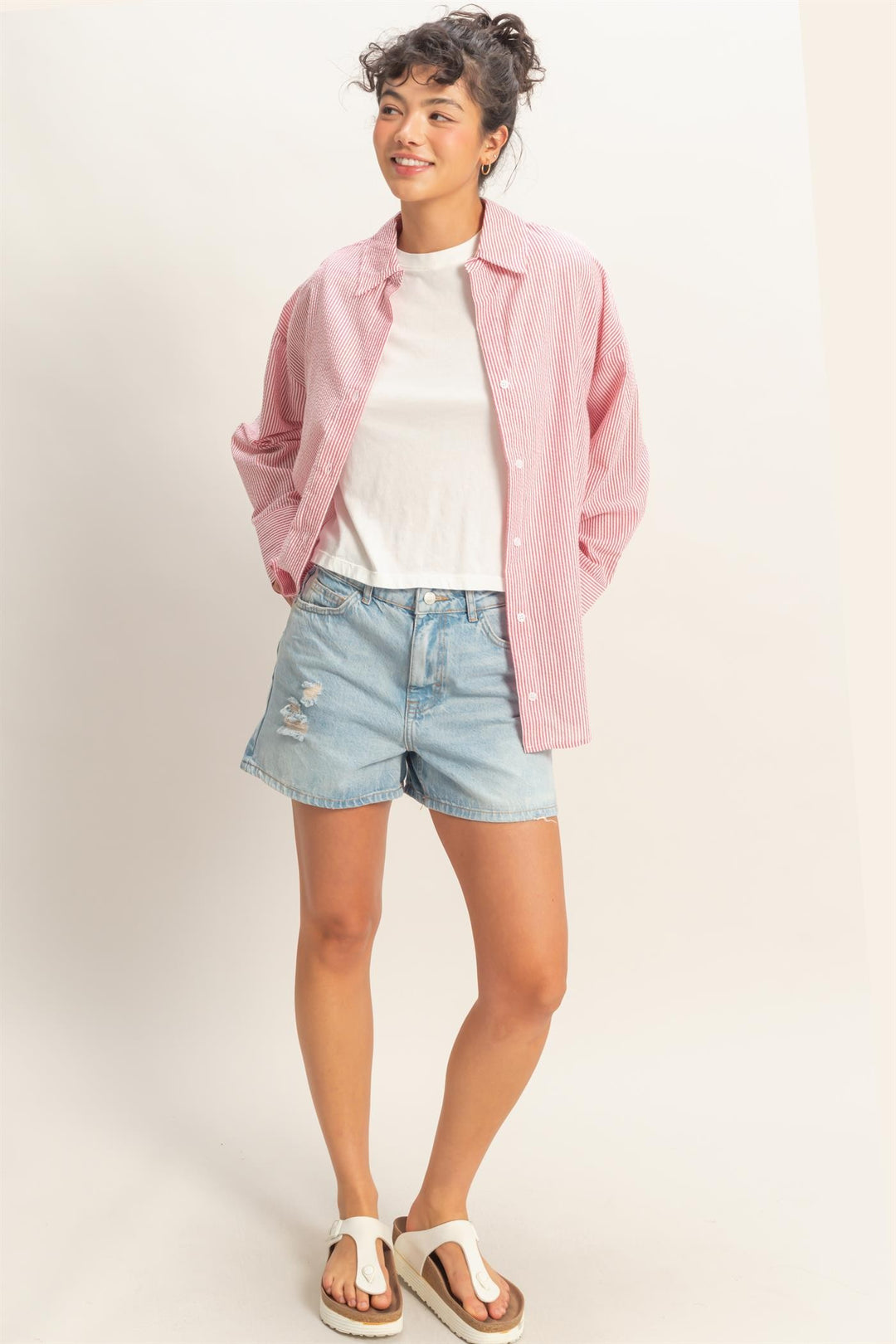 Red Stripped Button Down