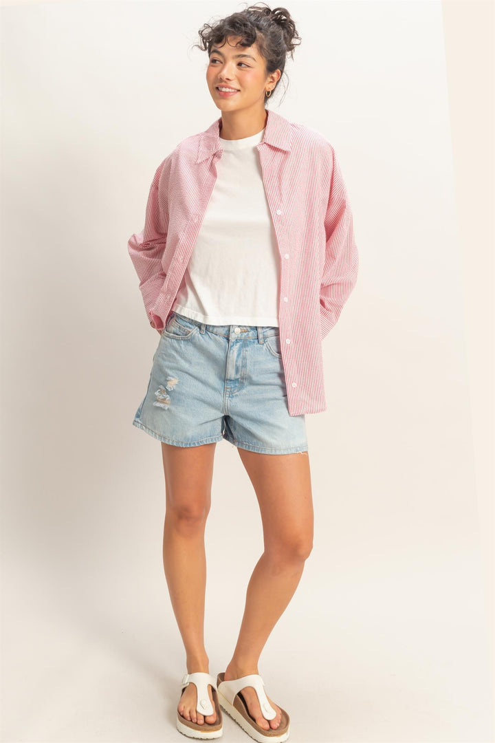 Red Stripped Button Down