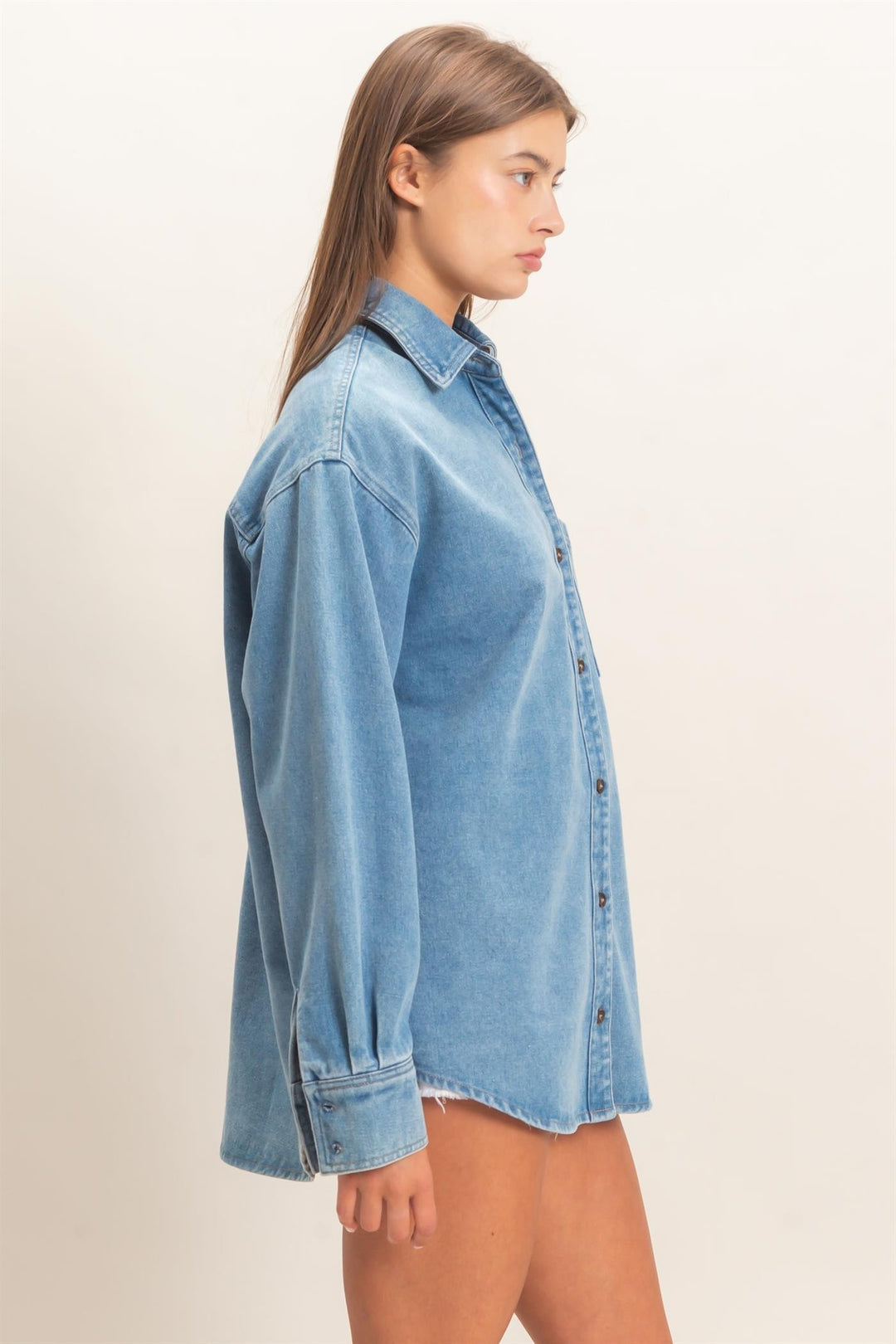 Denim Button Up Collar Shirt