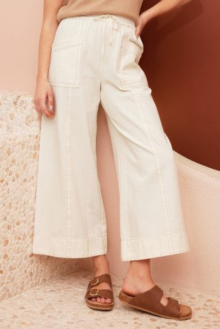 Mineral Wash Cotton Wide Leg Pant