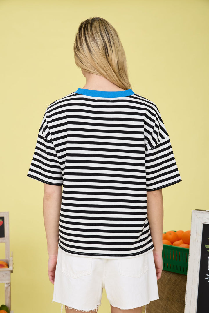 Stripe Colorblock Short Sleeve