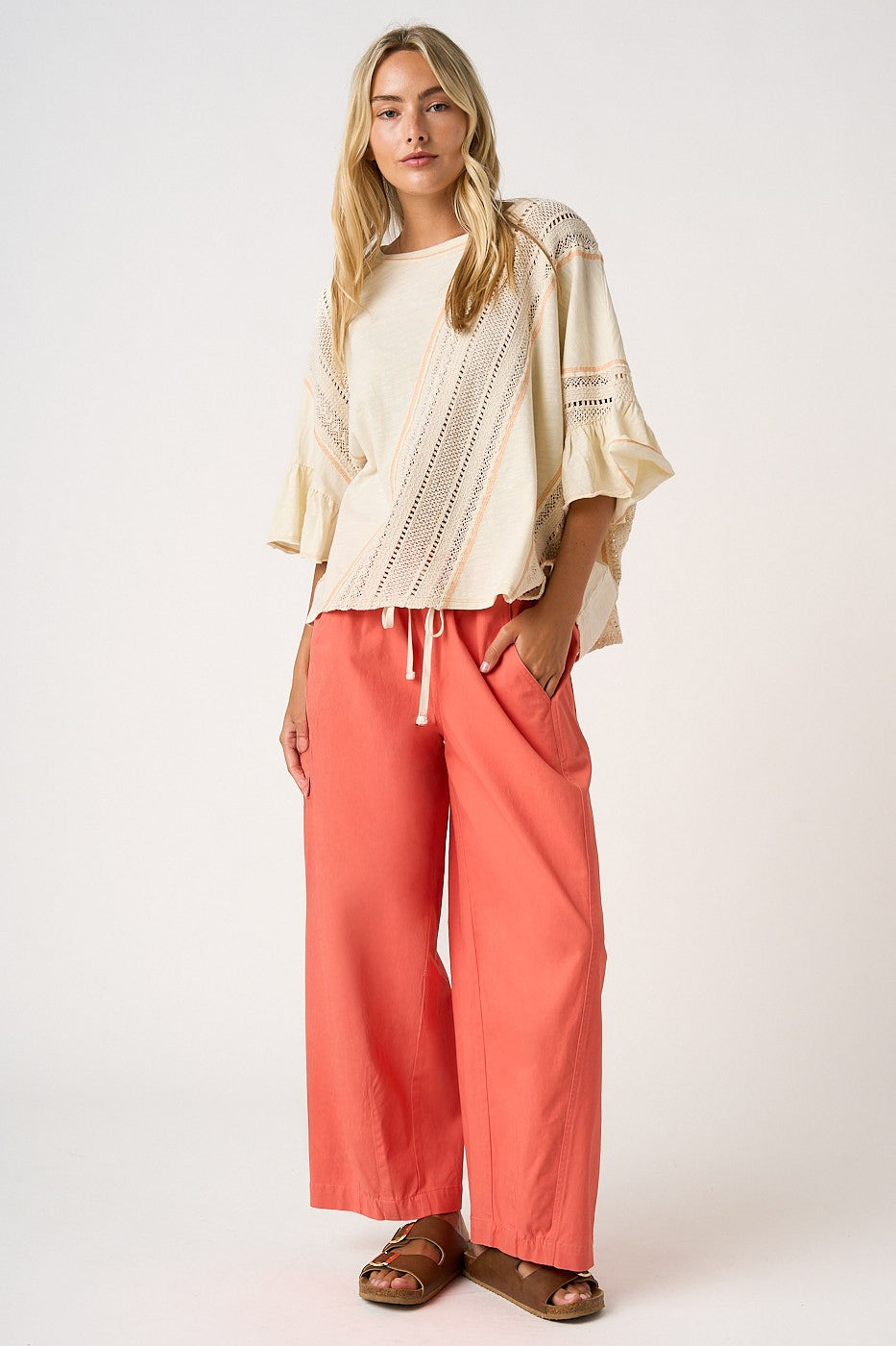 Coral Barrel Leg Pants