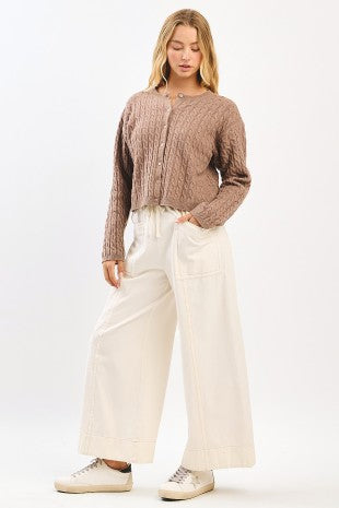 Mineral Wash Cotton Wide Leg Pant