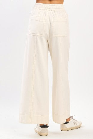 Mineral Wash Cotton Wide Leg Pant